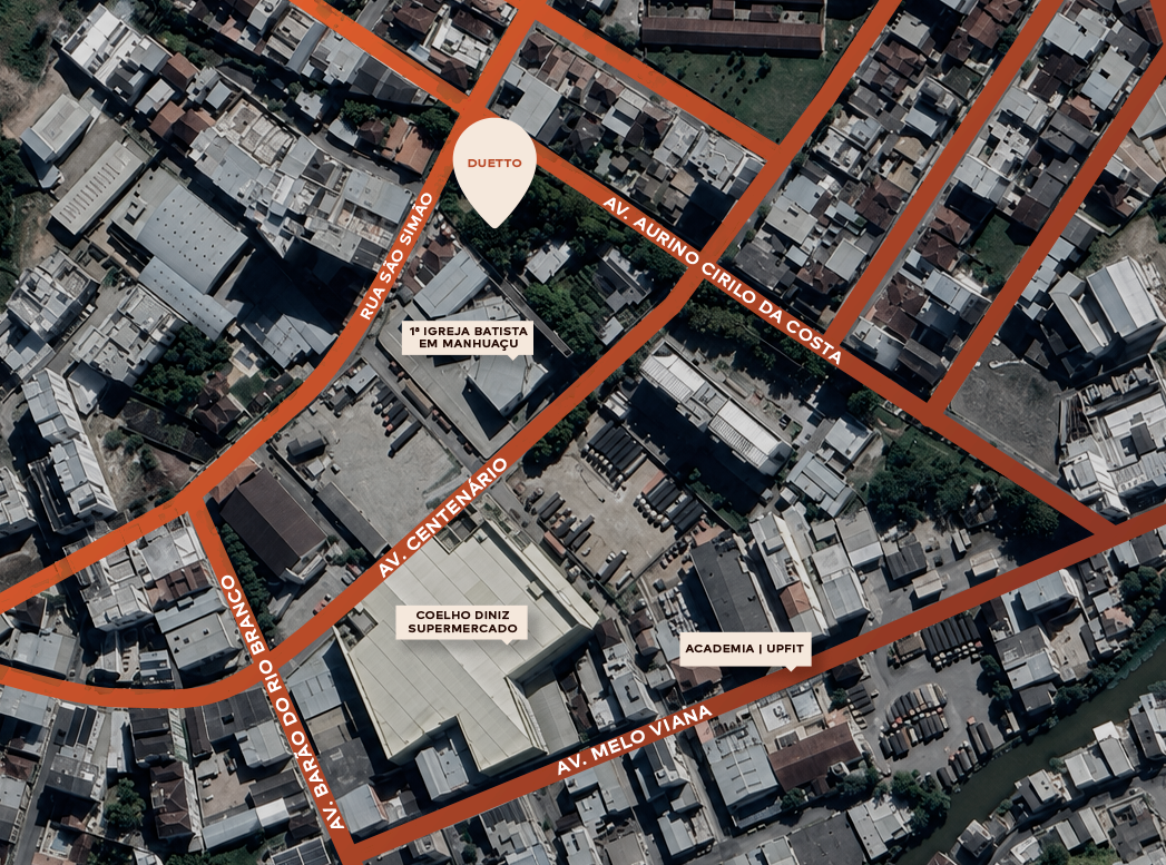 Mapa da localização do Duetto no bairro Bom Pastor, em Manhuaçu